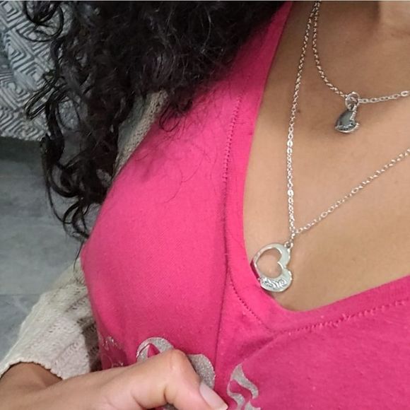 2PC/Set Mother Heart Daughter silver Necklaces Fam - Picture 1 of 7